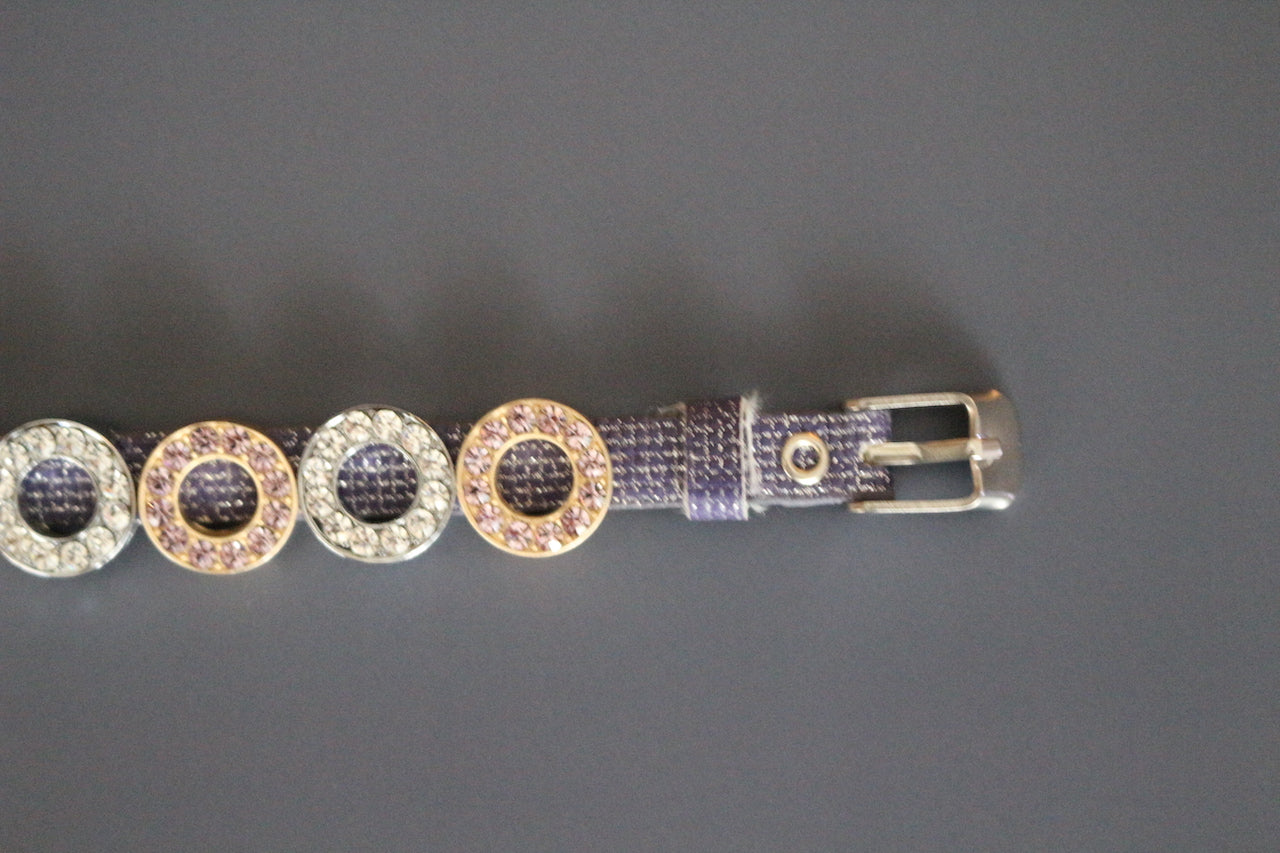 復古紫色錶帶金色和銀色滑動魅力手鍊